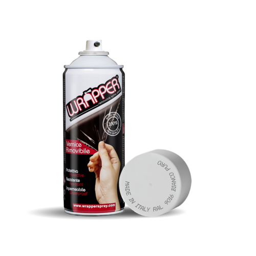 Pellicola spray vernice rimovibile 400 ml Bianco Puro Opaco  WRAPPER WR9016M  Ral 9016